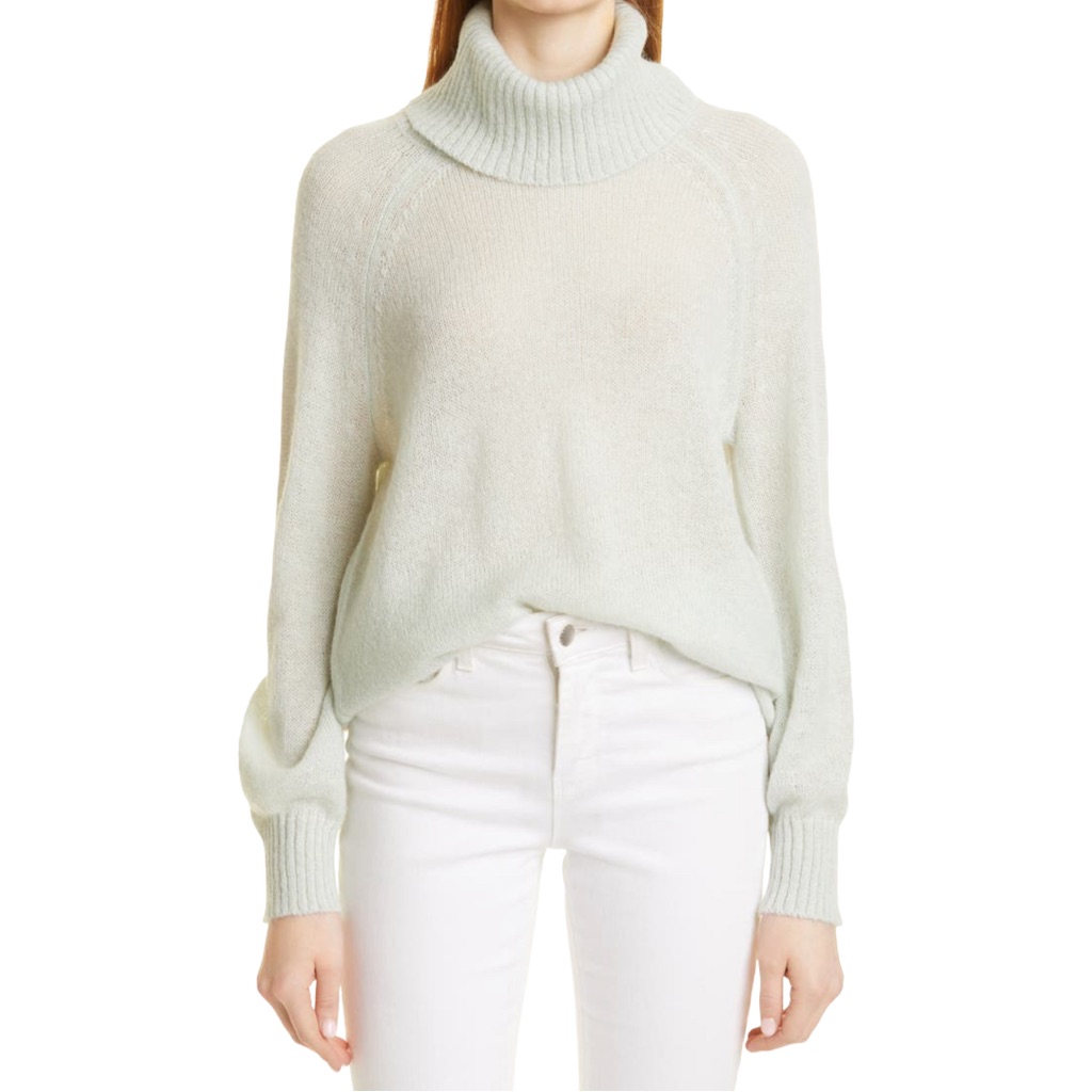 Toccin (Ny) Knit Cozy Pullover Turtleneck Sweater In Mint (L)